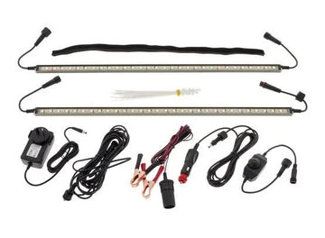 2 Bar Led Campng Light Kit 12V - Or 240V Orng/Wht Illum Mag/Clp